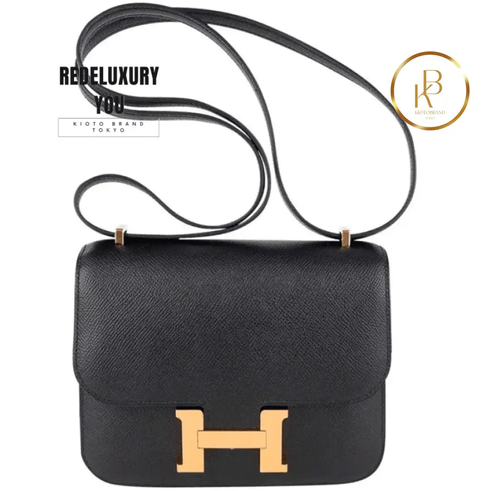 Constance Bag 18 Black Epsom Gold Hardware