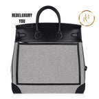 Birkin 40 Cargo Hac Black Evercalf Leather/Toile H Ecru Noir