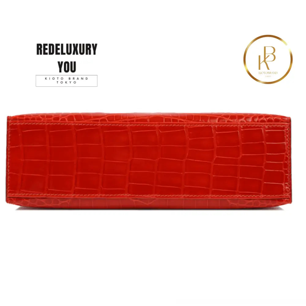 Kelly Pochette Shiny Alligator Feu