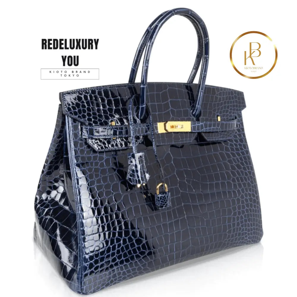 Birkin 35 Blue Sapphire Porosus Crocodile