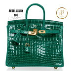 Birkin 25 Emerald Crocodile