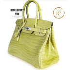 Birkin 30 Shiny Vert Anis Porosus Crocodile Phw