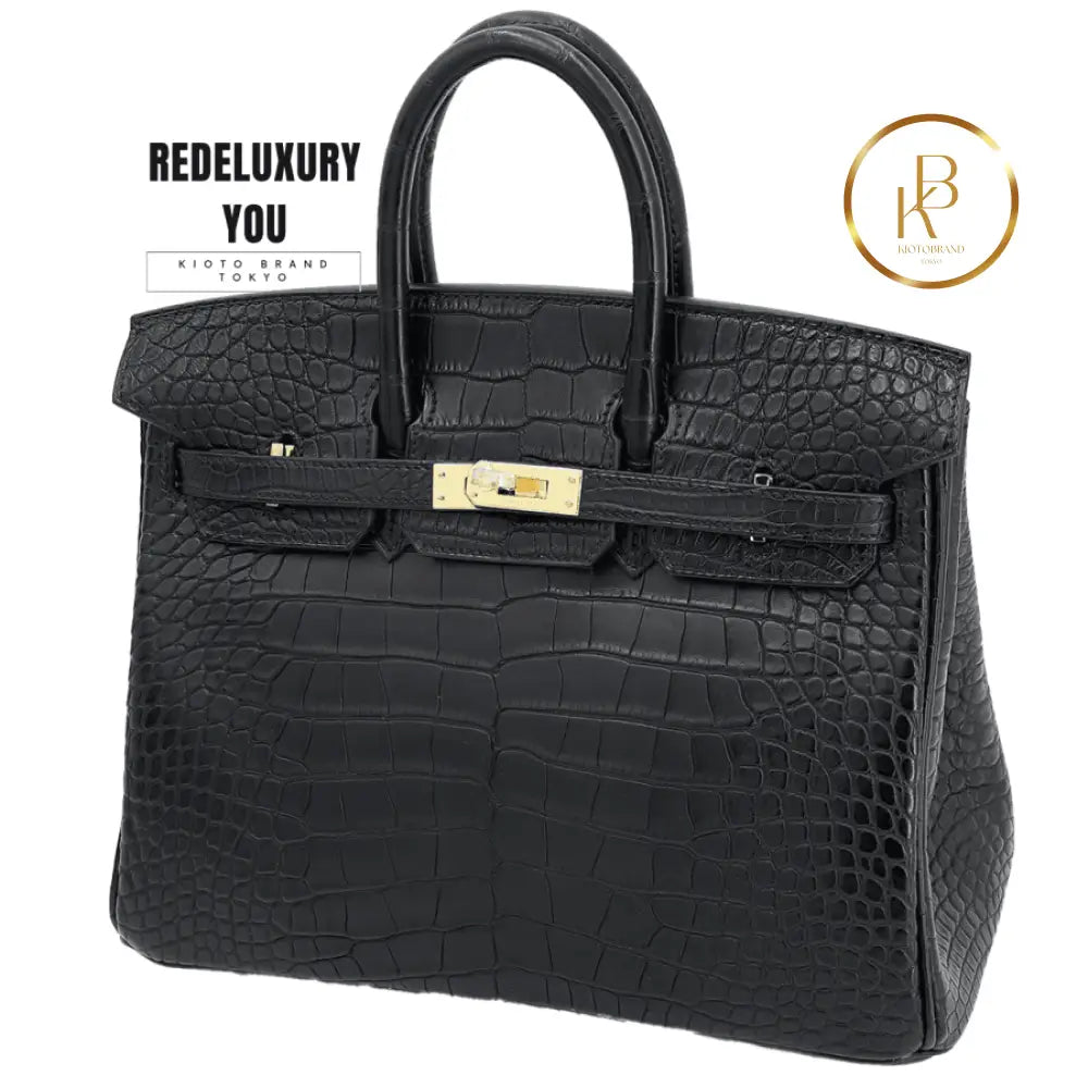 Birkin 25 Black Matte Alligator