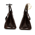 Birkin 30 Chocolate Shiny Porosus Crocodile