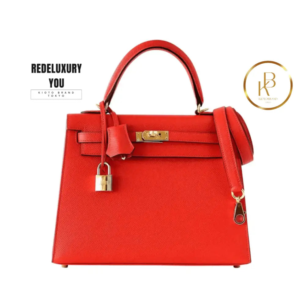 Kelly 25 Sellier Rouge Tomate Red Epsom Leather