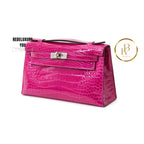Rare Hermes Kelly Pochette Alligator Rose Sheherazade Phw