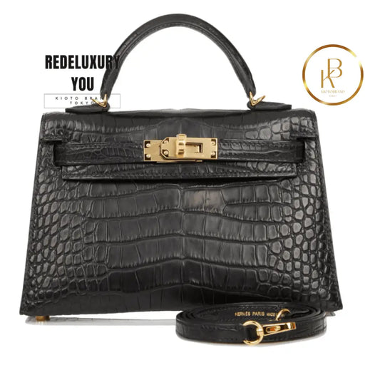 Kelly 20 Mini Black Matte Alligator