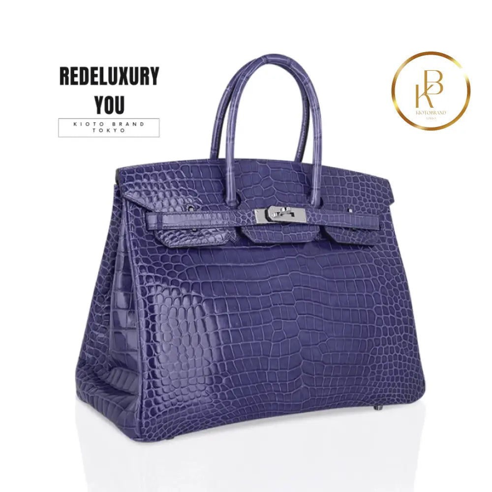 Birkin 35 Blue Brighton Porosus Crocodile