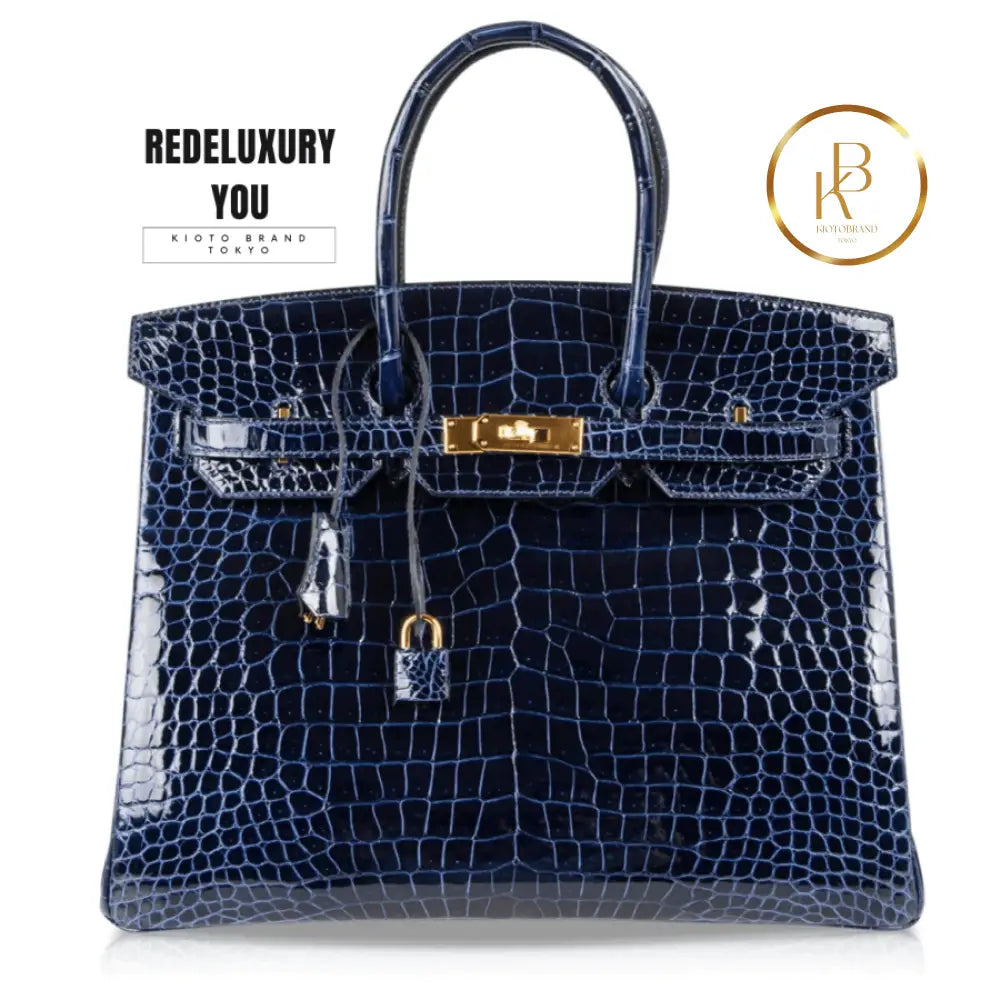 Birkin 35 Blue Sapphire Porosus Crocodile