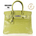 Birkin 30 Shiny Vert Anis Porosus Crocodile Phw