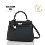 Kelly 25 Jet Black Epsom Sellier Palladium Hardware