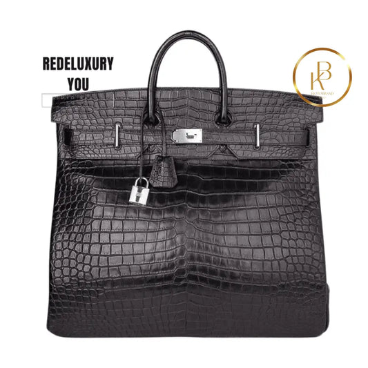 Birkin Hac 50 Black Matte Porosus Crocodile