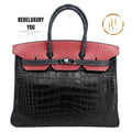 Birkin 35 Hss Special Order Matte Alligator Black Bois De Rose & Graphit