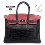 Birkin 35 Hss Special Order Matte Alligator Black Bois De Rose & Graphit