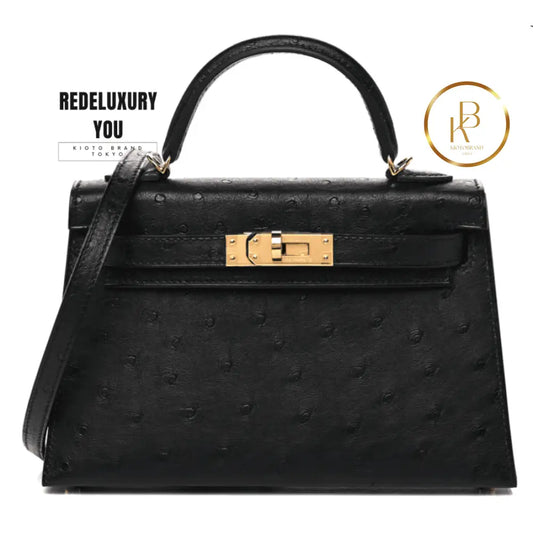 Kelly 20 Mini Ostrich Black