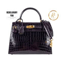 Kelly 25 Crocodile Prunoir Deep Plum Purple