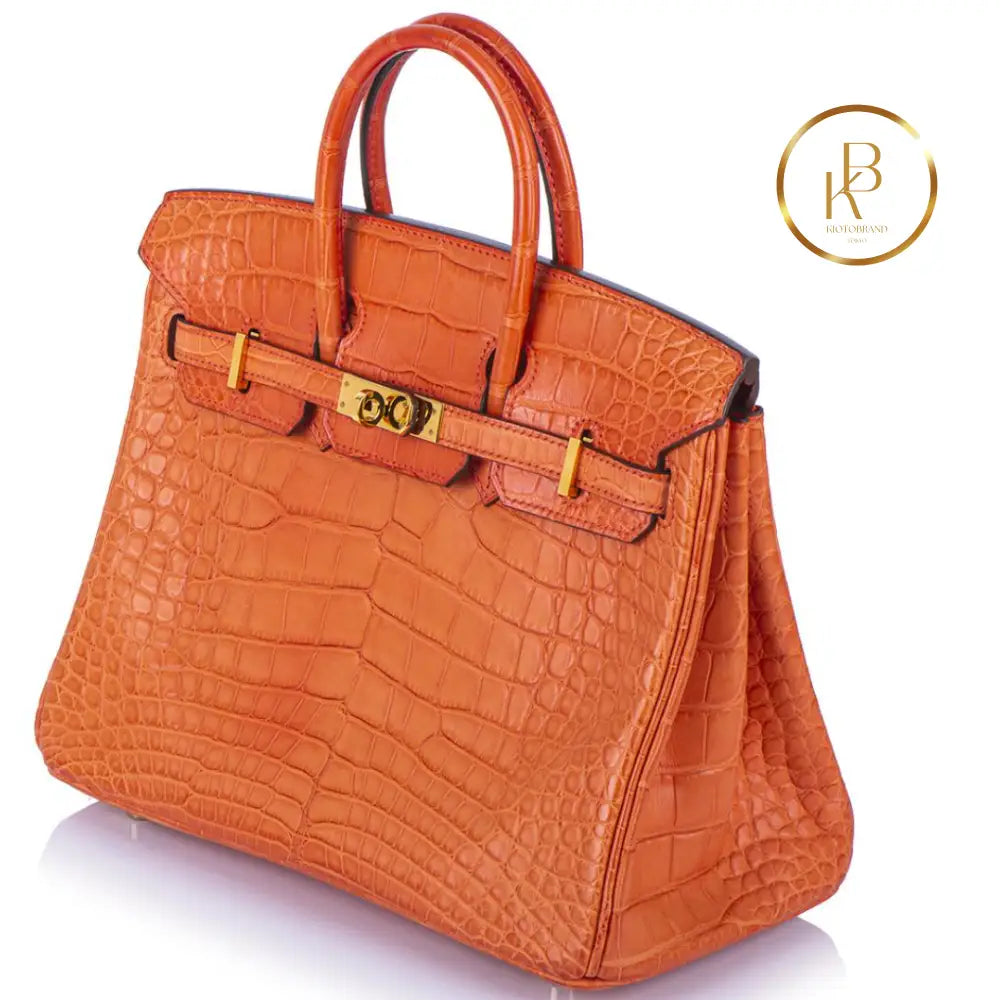 Birkin 25 Orange Poppy Alligator Mississippiensis Ghw