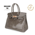 Birkin Hss 30 Gris Tourterelle / Blue Sapphire Porosus