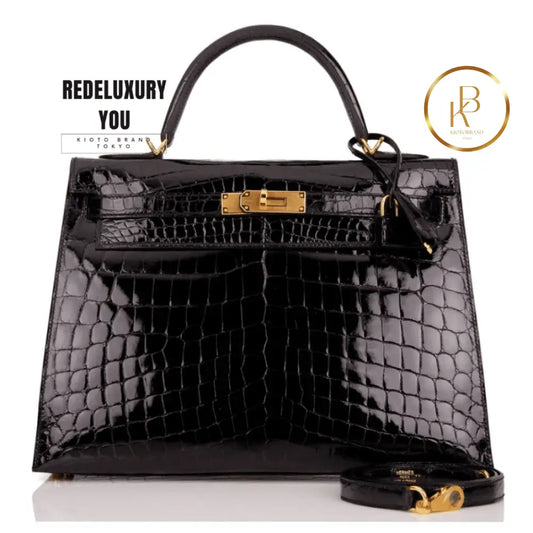 Kelly 32 Sellier Black Shiny Niloticus Crocodile