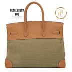Birkin 35 Gold & Green Courchevel Canvas
