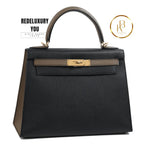 Kelly 28 Sellier Etoupe & Black Epsom