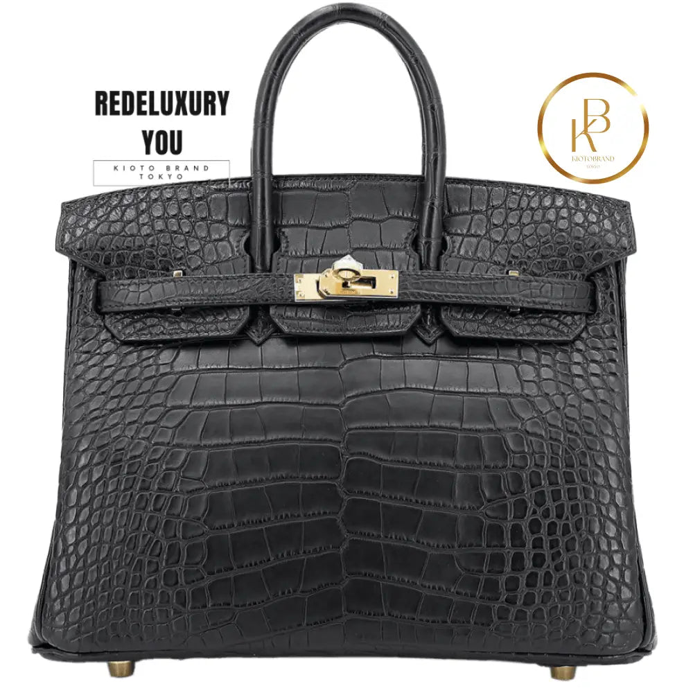 Birkin 25 Black Matte Alligator