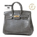 Birkin 25 Gris Tourterelle Rose Purple Hss Special Order Shiny Porosus C