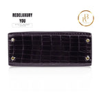 Kelly 25 Crocodile Prunoir Deep Plum Purple
