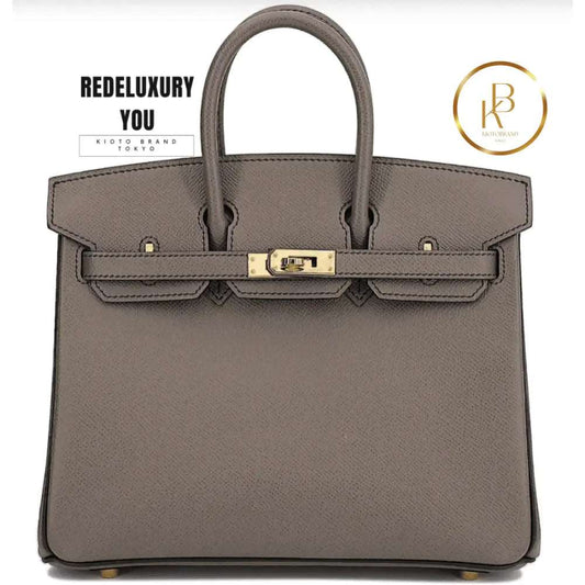 Birkin 25 Etain & Black Epsom (Special Order)