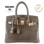 Birkin Hss 30 Gris Tourterelle / Blue Sapphire Porosus