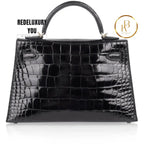 Kelly 20 Mini Sellier Black Alligator Gold Hardware