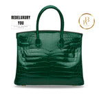 Birkin 30 Shiny Vert Emerald Niloticus Croc