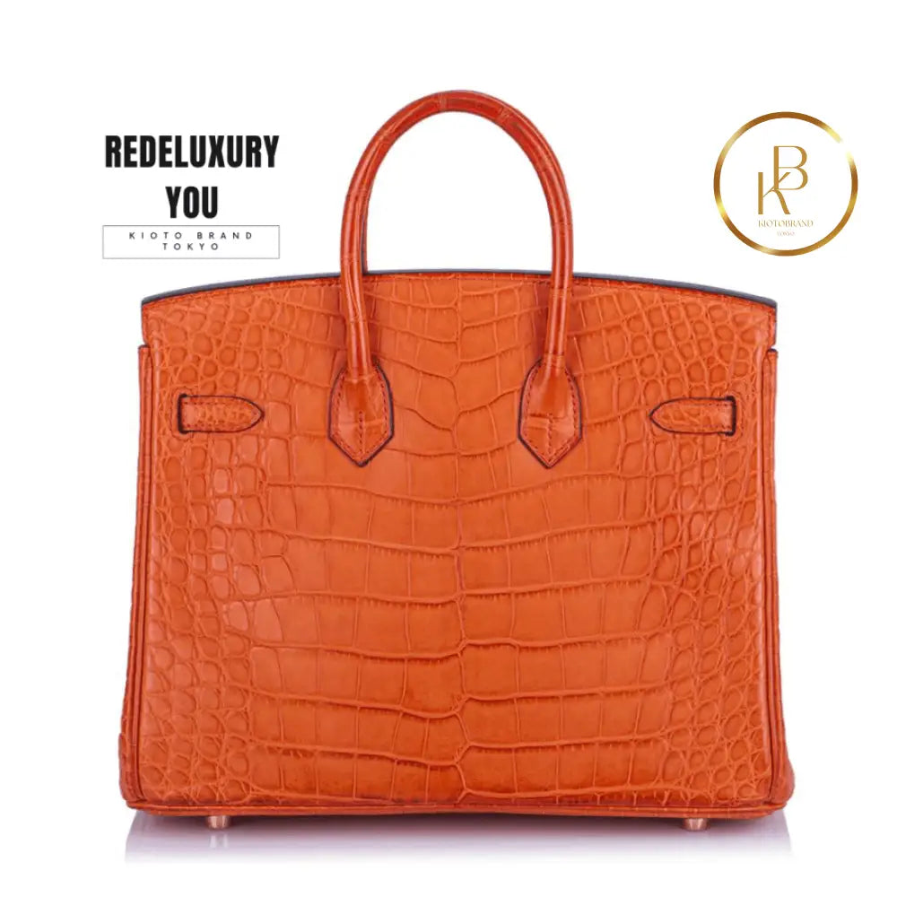 Birkin 25 Orange Poppy Alligator Mississippiensis Ghw