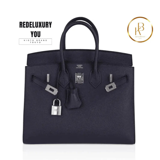 Birkin 25 Sellier Bag Bleu Indigo Palladium