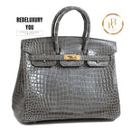 Birkin 25 Gris Tourterelle Rose Purple Hss Special Order Shiny Porosus C