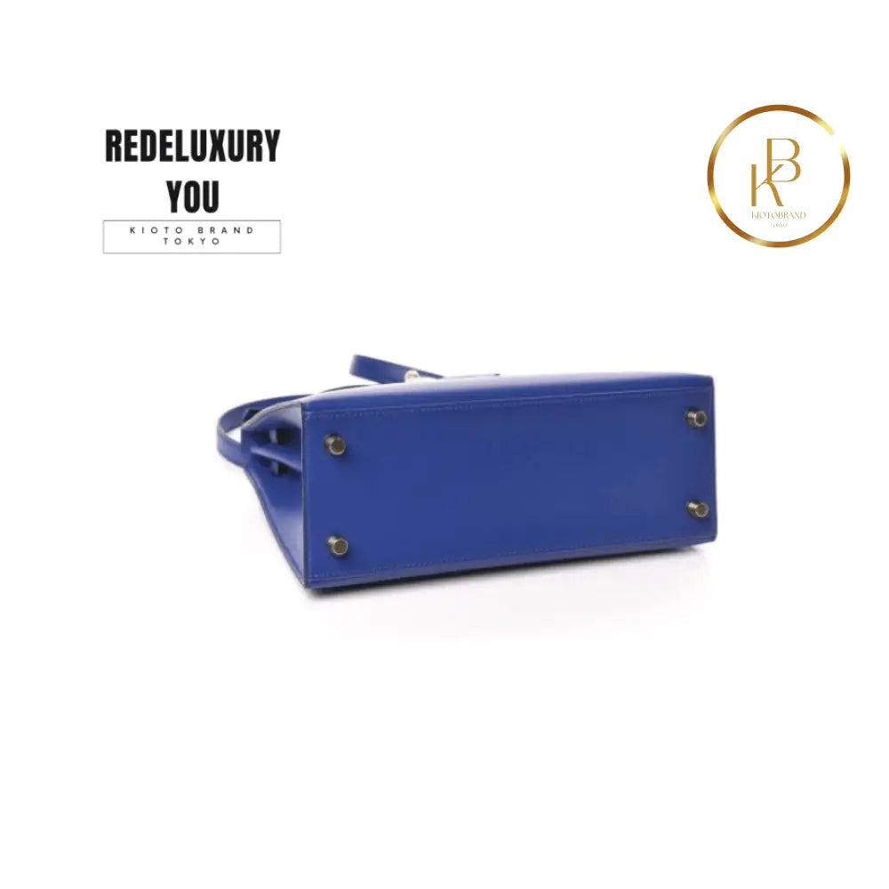 Kelly 25 Sellier Bleu Electrique Tadelakt