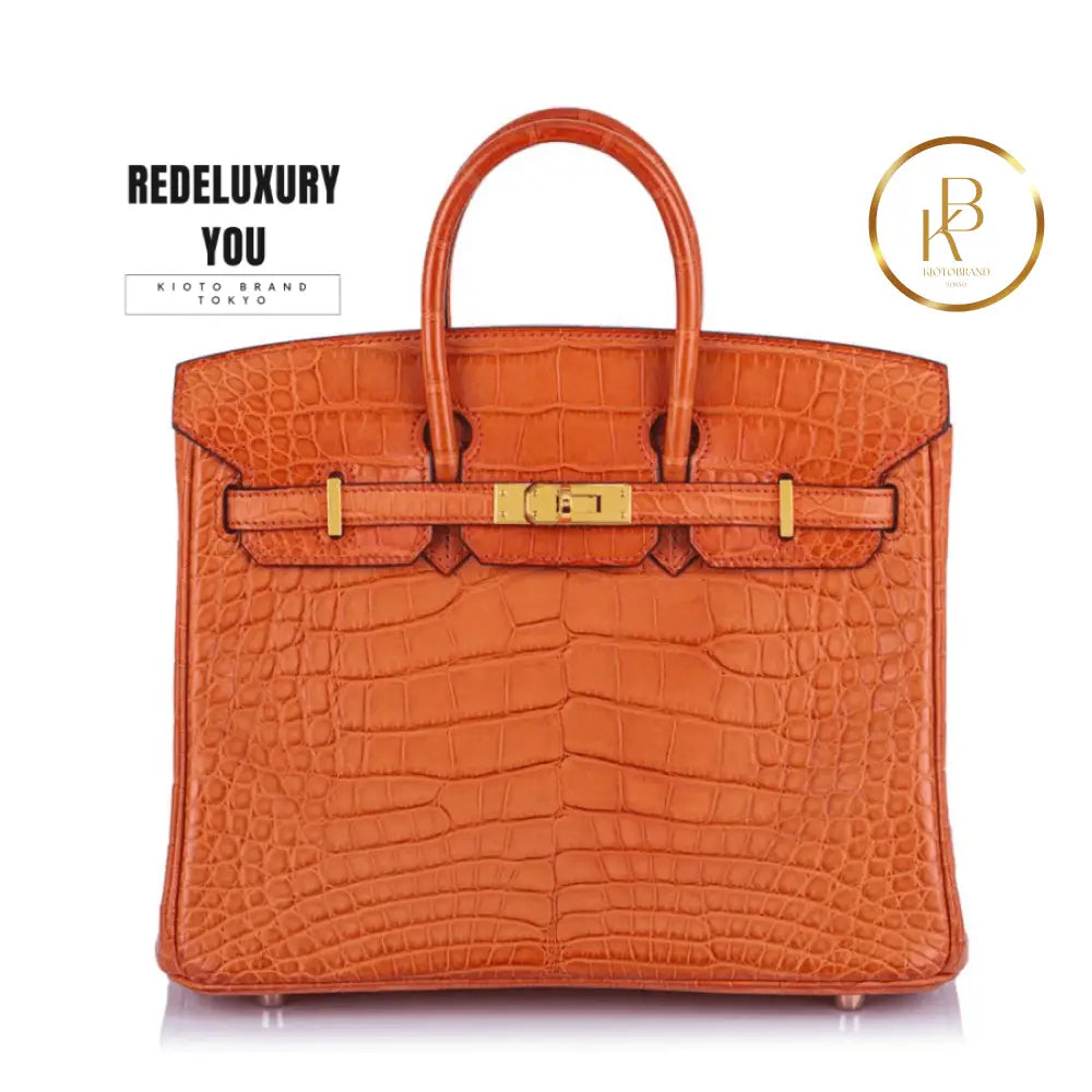 Birkin 25 Orange Poppy Alligator Mississippiensis Ghw