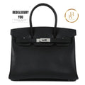 Birkin 30 Black Vache Liegee Palladium