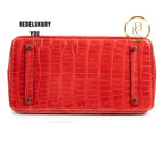 Birkin 35 Rouge Bougainvillier Crocodile Porosus