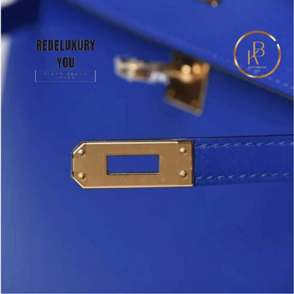 Kelly 25 Sellier Bleu Electrique Tadelakt