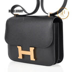 Constance Bag 18 Black Epsom Gold Hardware
