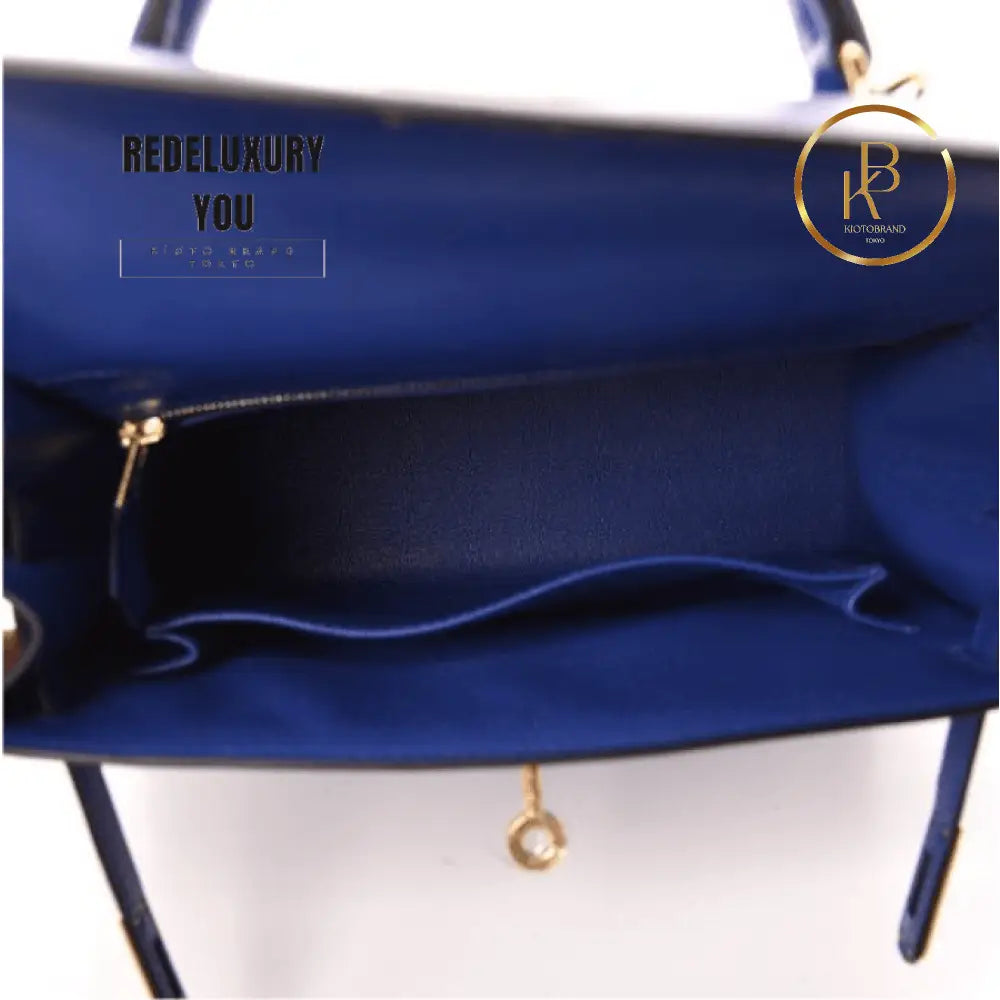 Kelly 25 Sellier Bleu Electrique Tadelakt