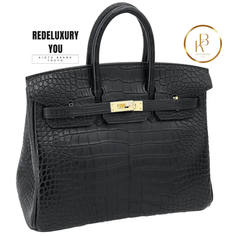 Birkin 25 Black Matte Alligator