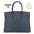 Birkin 30 Contour Bleu Indigo Rouge