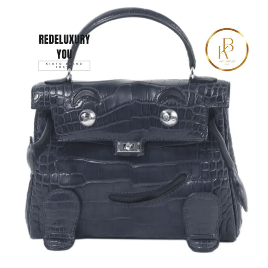 Kelly Doll Matte Alligator Navy And Black (Limited Edition)