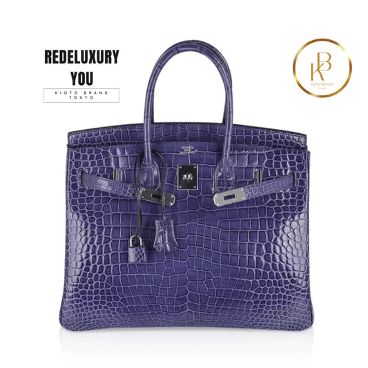 Birkin 35 Blue Brighton Porosus Crocodile