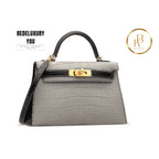Kelly 20 Mini Gris Perle & Black Matte Alligator