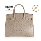 Birkin 25 Grey Tourterelle Ostrich Leather
