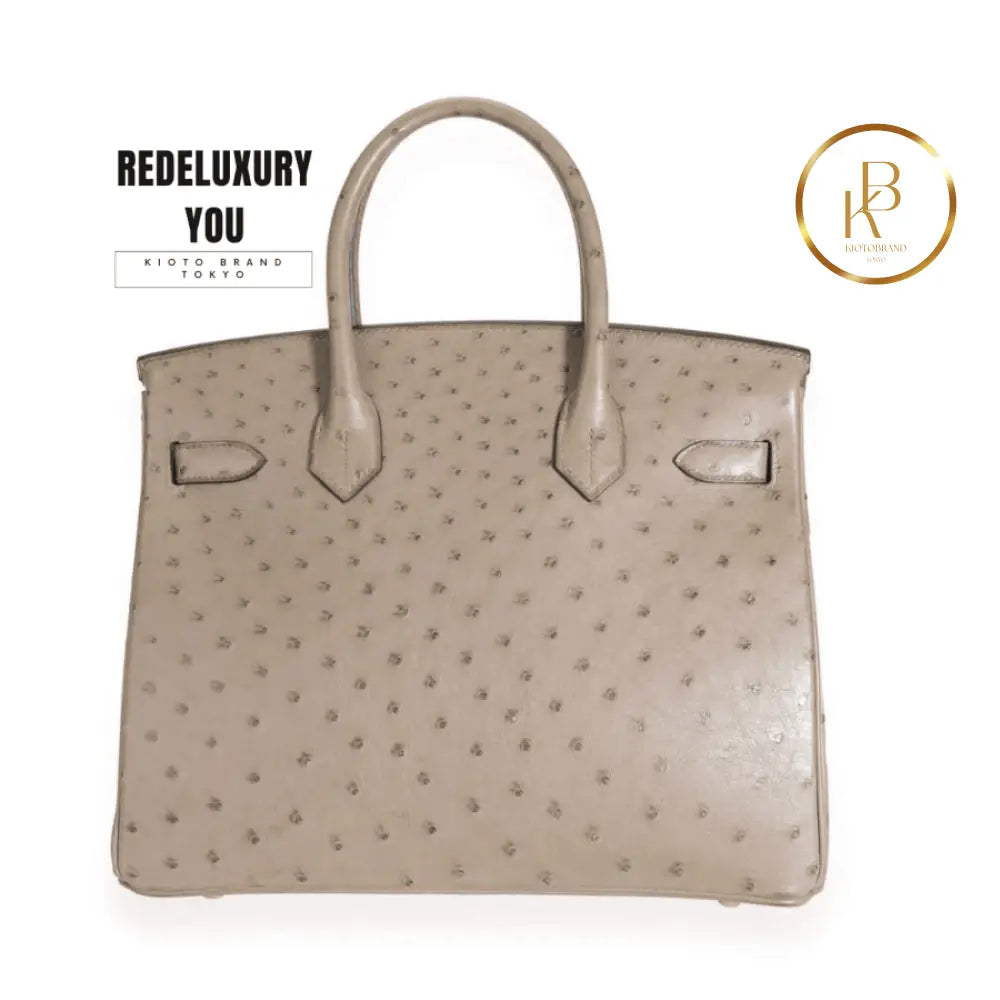 Birkin 25 Grey Tourterelle Ostrich Leather