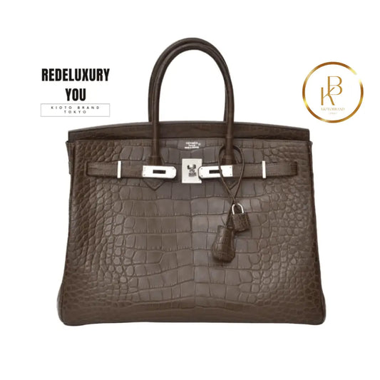 Birkin 35 Alligator Crocodile Matte Gris Elephant